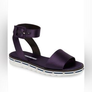 Navy Satin Sandals. Charles David Collection Womens Shimmy. Nib